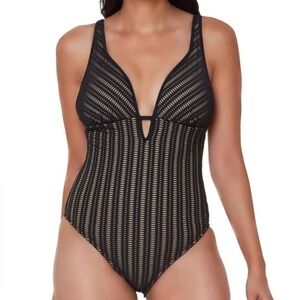 NWOT Bar III Plunging Crochet One-Piece Swimsuit